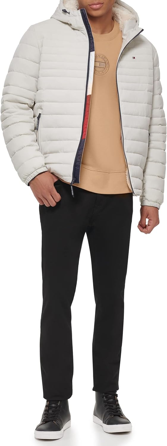 Мужская куртка Tommy Hilfiger из эластичного полиэстера с капюшоном и подкладкой из шерпы, Ice — фото 2