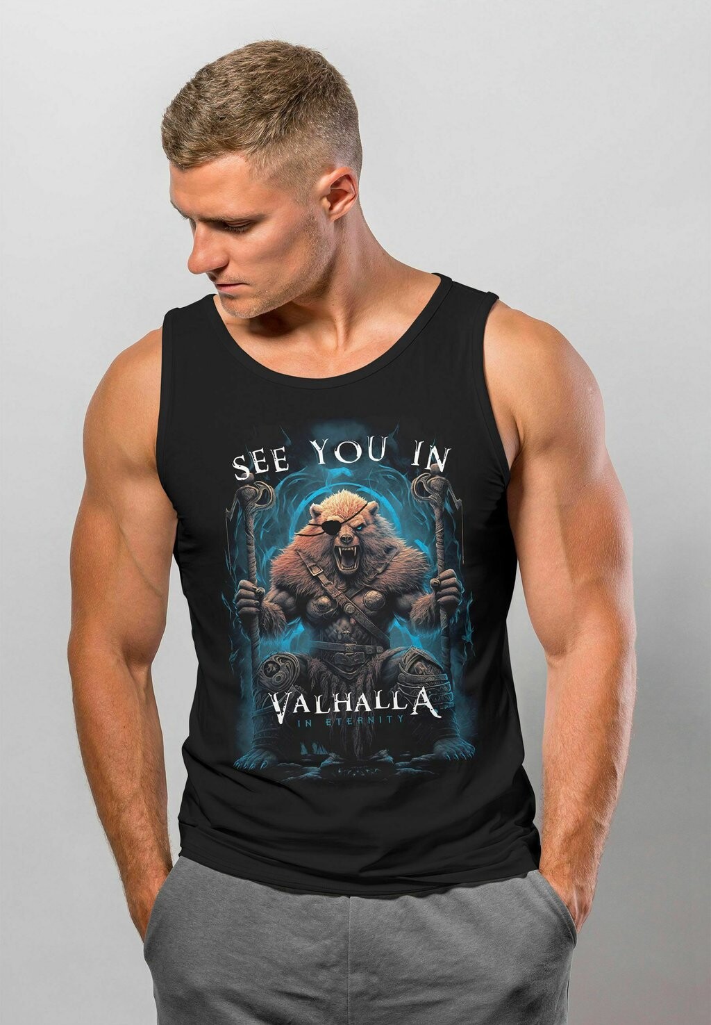 

Топ TANK- SHIRT FRONTPRINT SEE YOU IN VALHALLA WIKINGER KR Neverless, черный