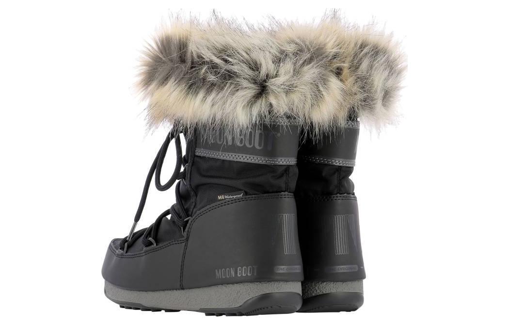 Женские зимние ботинки Moon Boot короткие с меховой опушкой, черный — фото 4