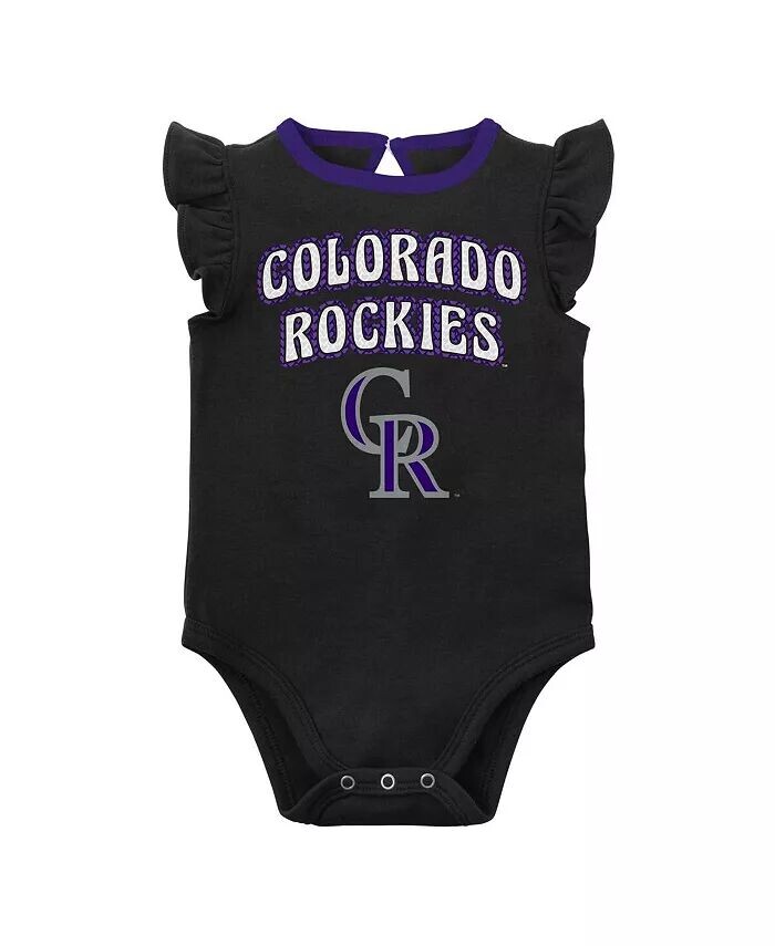 Комплект из двух боди для маленьких девочек, черный, серо-лиловый, Colorado Rockies Little Fan Outerstuff — фото 2