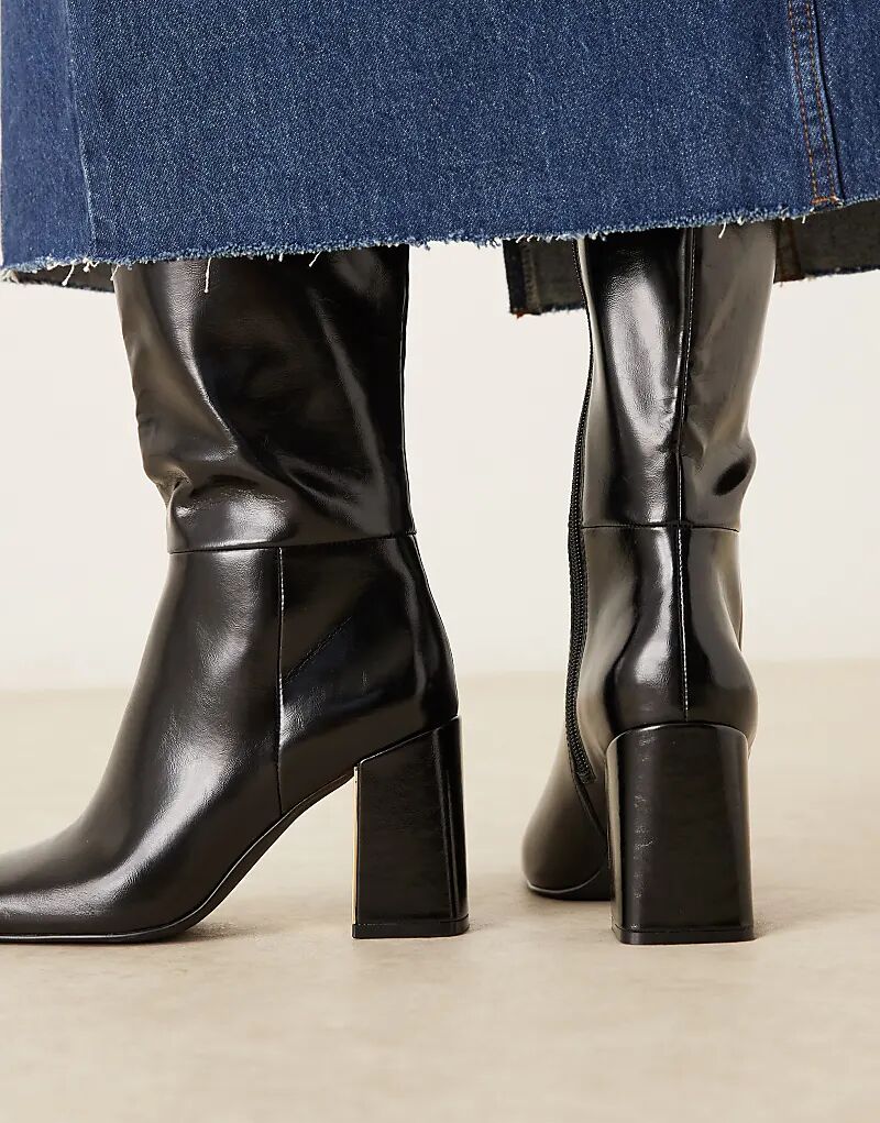Черные сапоги до колена с металлическими пластинами ASOS DESIGN Carrington — фото 4