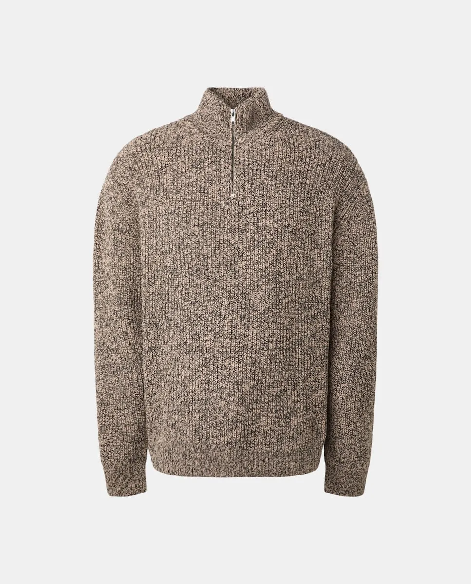 

Мужской джемпер на молнии с ребристой фактурой и катышками Green Coast, коричневый