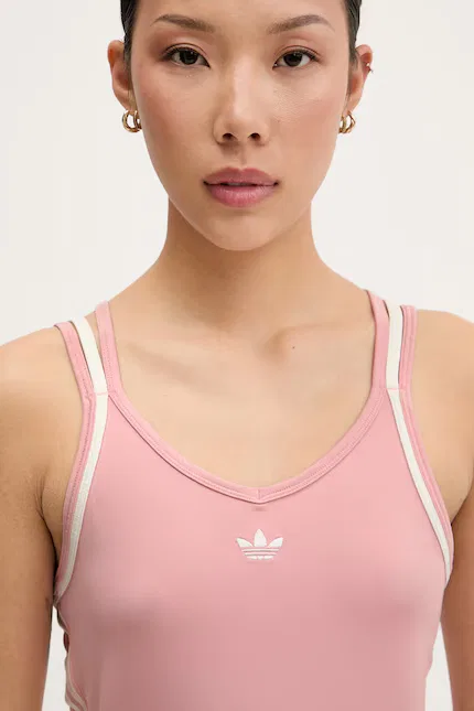 Платье мини с лампасами Adidas Originals, розовый — фото 4