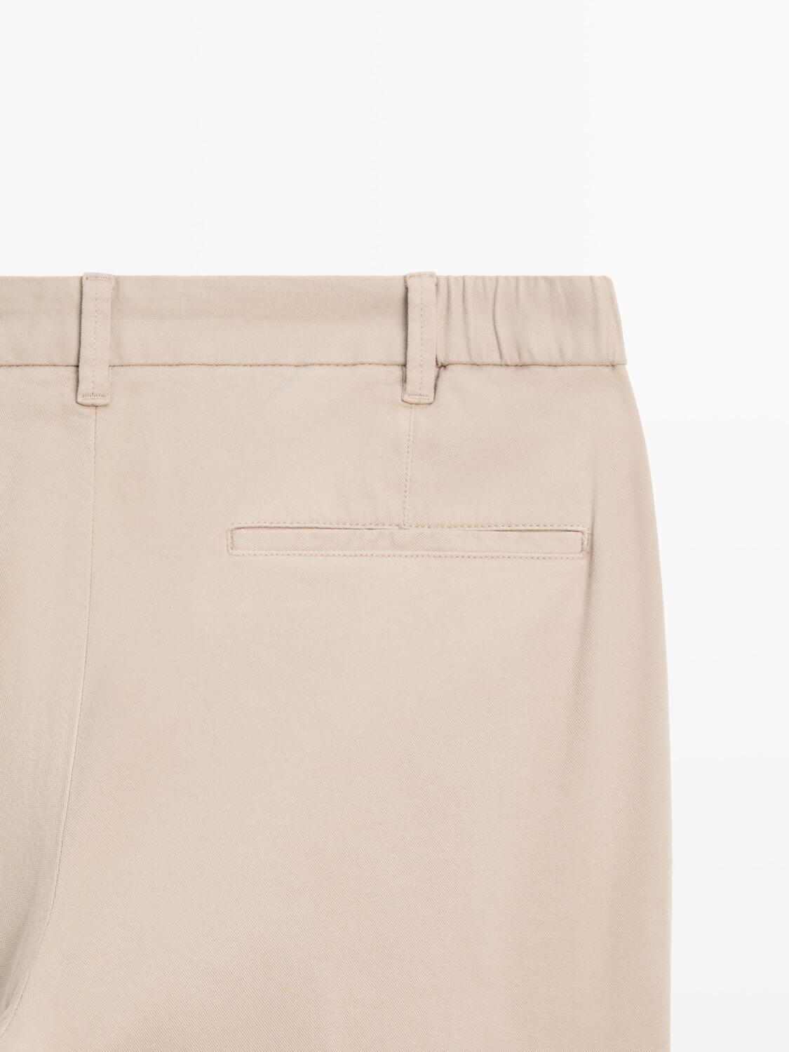 Брюки зауженного кроя из хлопковой смеси Massimo Dutti, beige — фото 4
