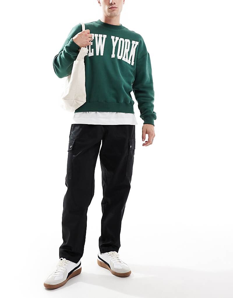 

Jack & Jones – Bill – черные брюки-карго широкого кроя