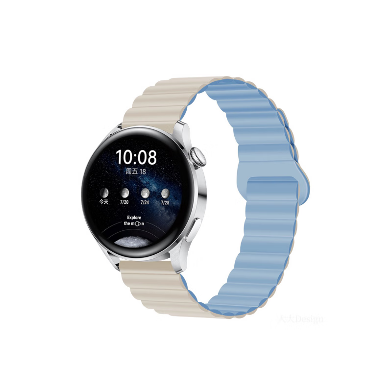 

Ремешок для Huawei Honor, совместимый с силиконовым материалом, 195 мм IBOANN, Antique White & Misty Blue