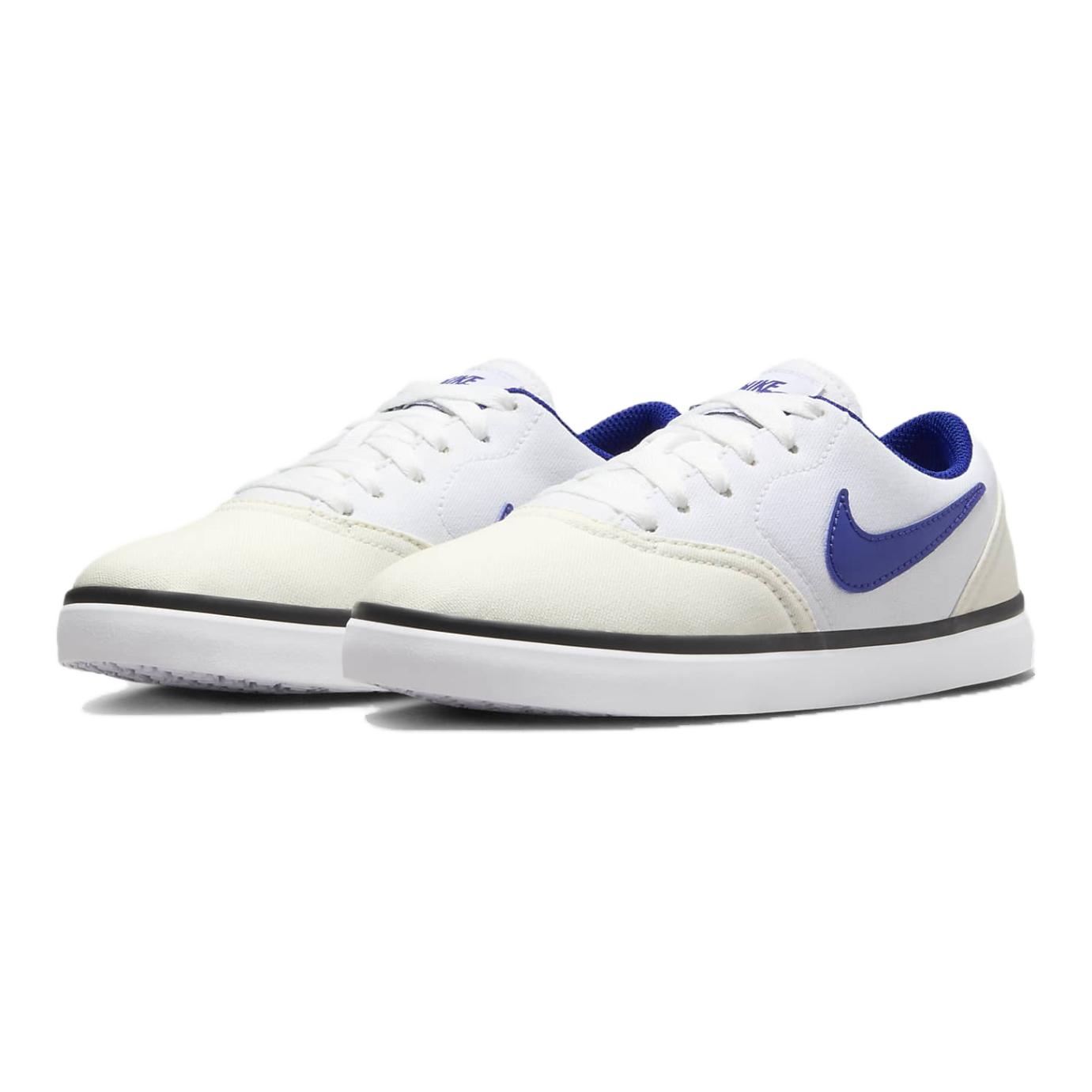 Nike SB Check Абразивоустойчивые Дышащие Низкие Детские Скейтборд Кроссовки Белый Синий, Белый/Пик Уайт/Черный/Темно-Королевский Синий — фото 3