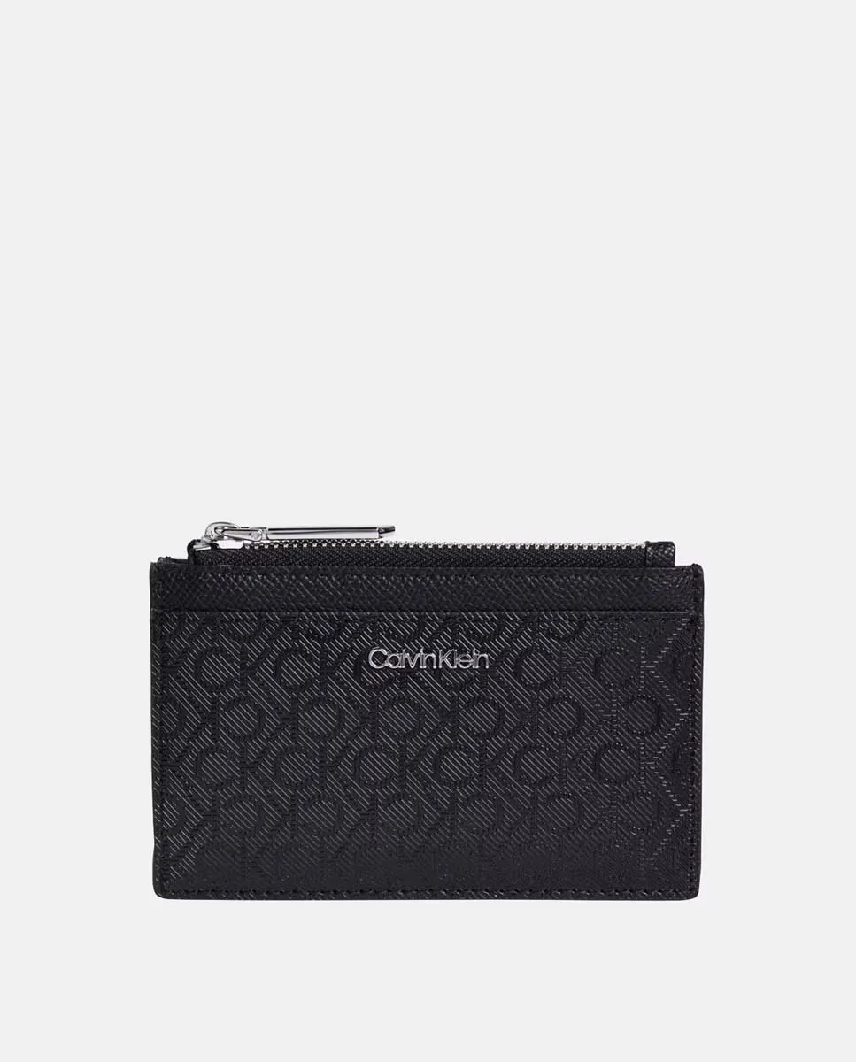 

Держатель для карт с монограммой и застежкой-молнией Calvin Klein, чёрный