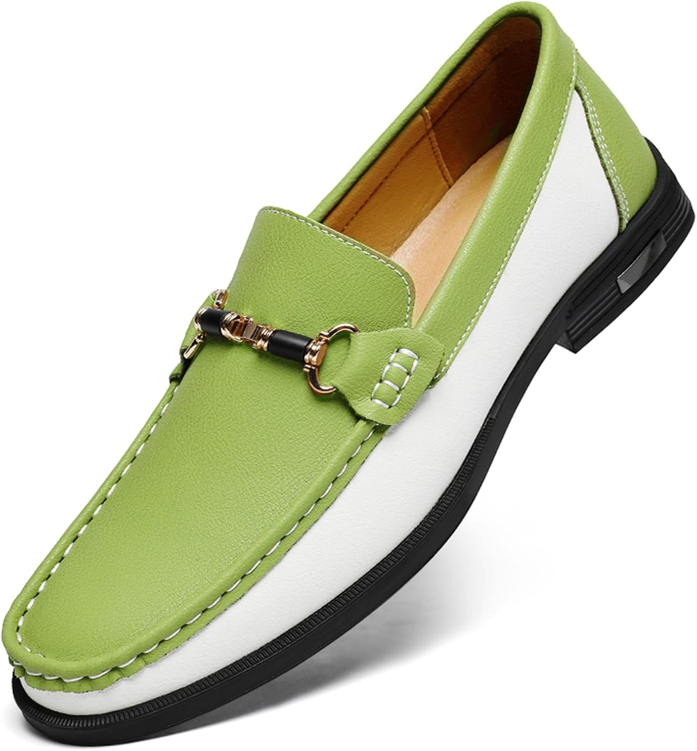 

Мужские модные туфли-лоферы с металлической пряжкой, формальные и деловые, повседневные мокасины, кожаная обувь Abborora, зеленый