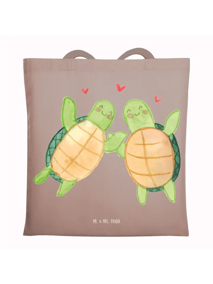 

Сумка для переноски Mr & Mrs Panda Schildkröten Paar ohne Spruch, пастельно-коричневый
