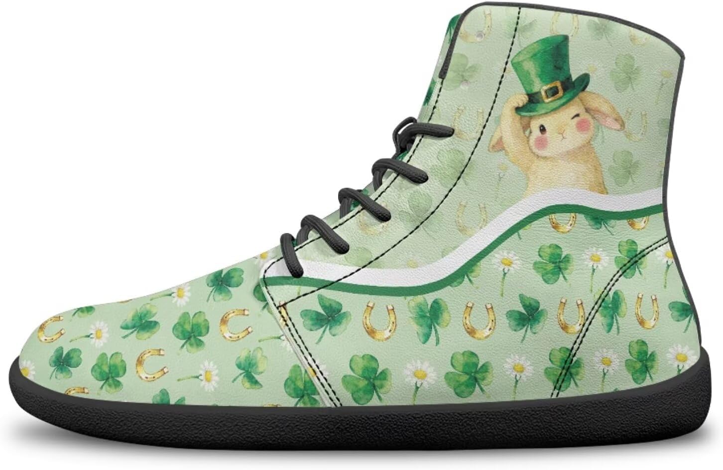 

Кроссовки ко Дню Святого Патрика для женщин и мужчин, высокие, минималистичные, спортивные тренажеры Bychecar, Bunny Leaf