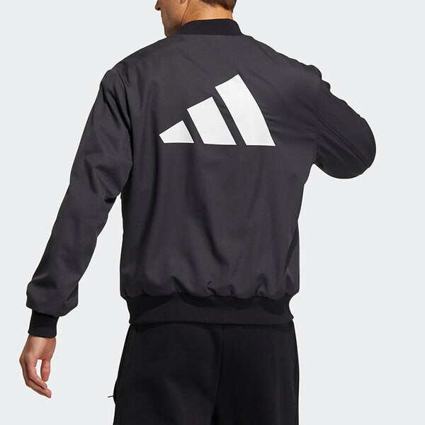 Куртка adidas Fi Jkt Wv Bomb Logo Printing Fleece Lined Stay Warm Sports Jacket Black, черный — фото 4