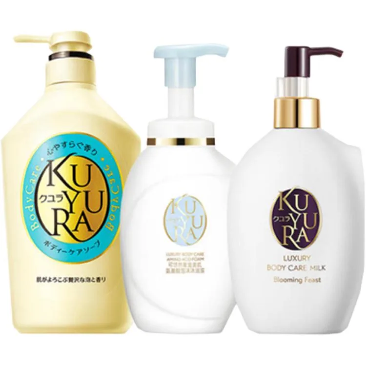 Набор для ухода за кожей KEYOURAN Beauty Skin Shower Gel с успокаивающим и ароматическим эффектом, 2 флакона KUYURA, Shower Gel (Blue) 550ml+Amino Acids Shower Gel 350ml+Calming Body Lotion 300ml