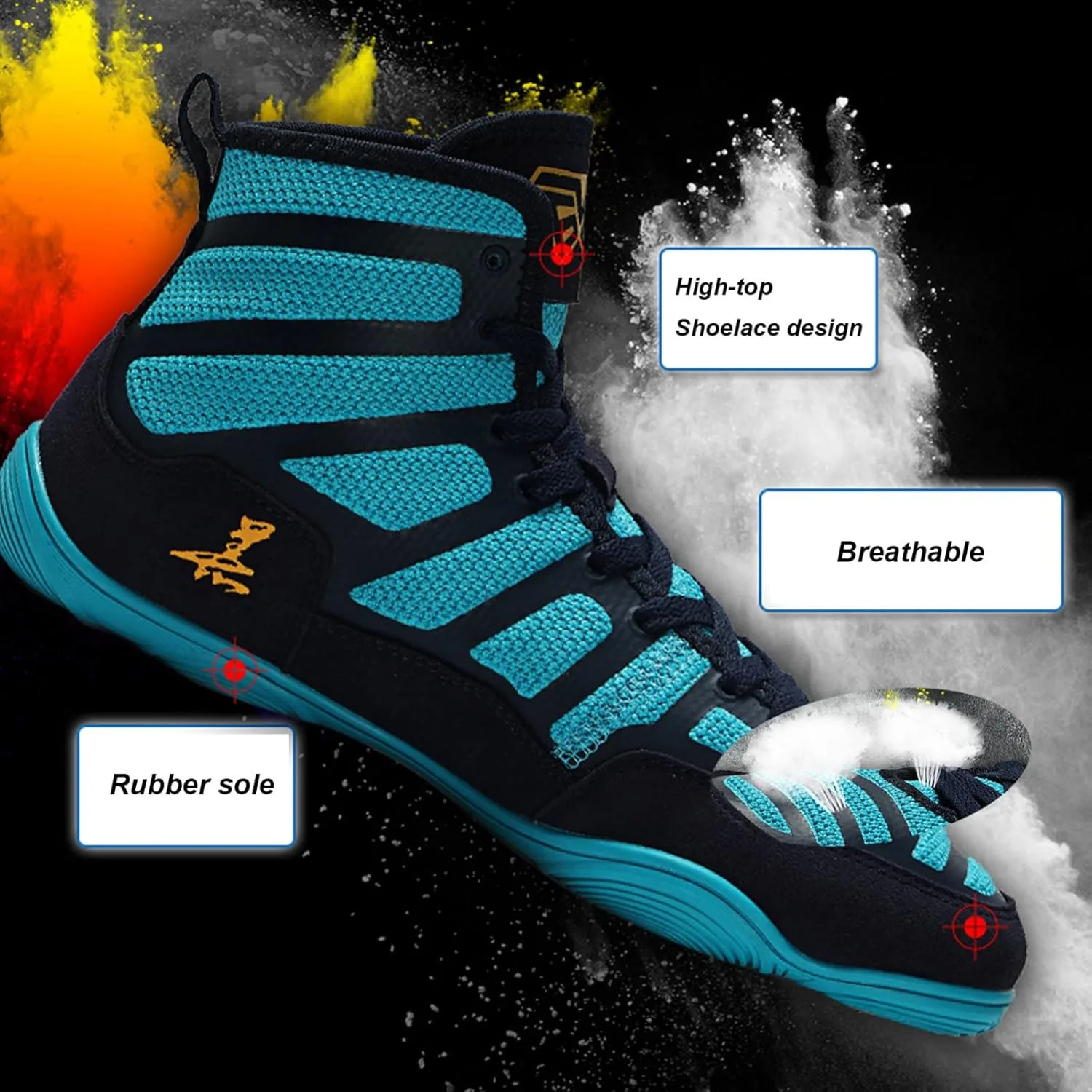 Боксерские кроссовки EMDPBD, боксерские кроссовки мужские, туфли мужские приседаний с подвеской лодыжки, легкая бувь для бодибилдинга, легкие атлетики и ММА, черные — фото 3