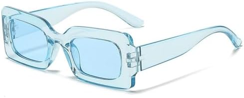 

Солнцезащитные очки UV400 с защитой от ультрафиолета 2026 года, конфетного цвета, для женщин и мужчин, прямоугольные солнцезащитные очки, винтажные солнцезащитные очки MTZJH, Clear Blue