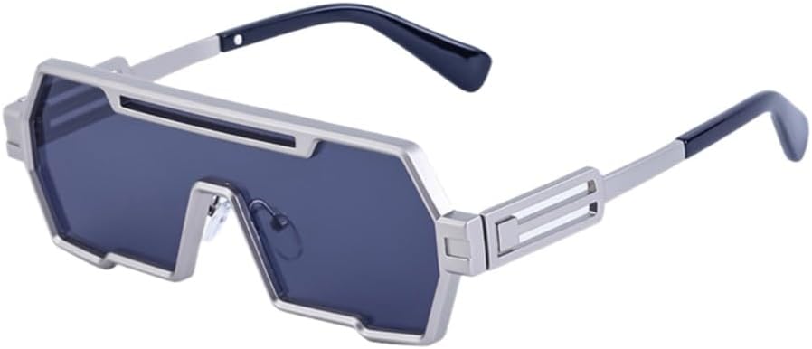 

Мужские солнцезащитные очки в стиле стимпанк, модные квадратные солнцезащитные очки из металла, цельные солнцезащитные очки в стиле панк, модные прямоугольные очки WNCKSQ, C3silvergray