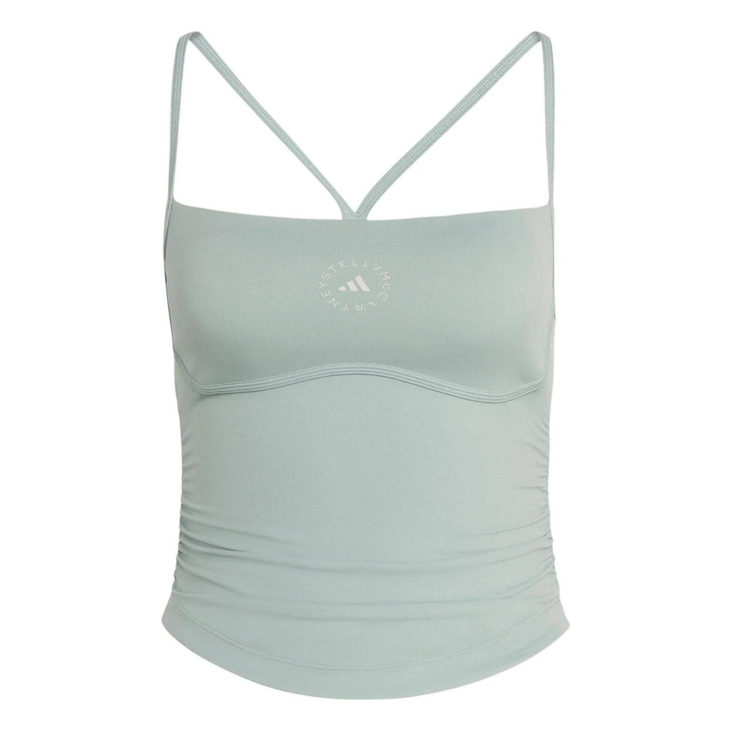 Stella McCartney STUDIO SPAGHETTI CROP TOP майка женская Adidas, wonder светло-серый зеленый