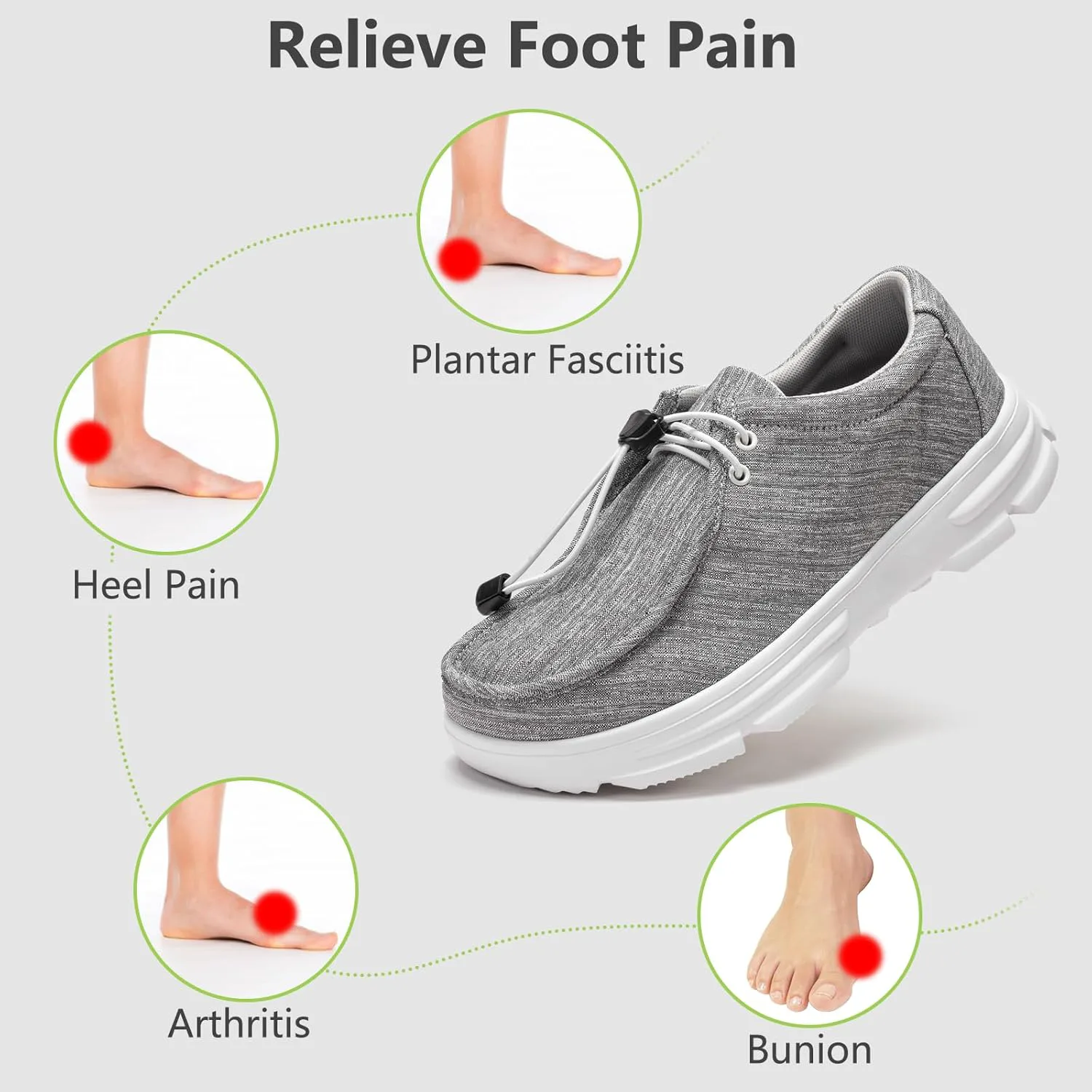 

Мужские повседневные лоферы с широкой посадкой, слипоны, удобные и дышащие, с подошвой с поддержкой свода стопы TEOHRW, серый