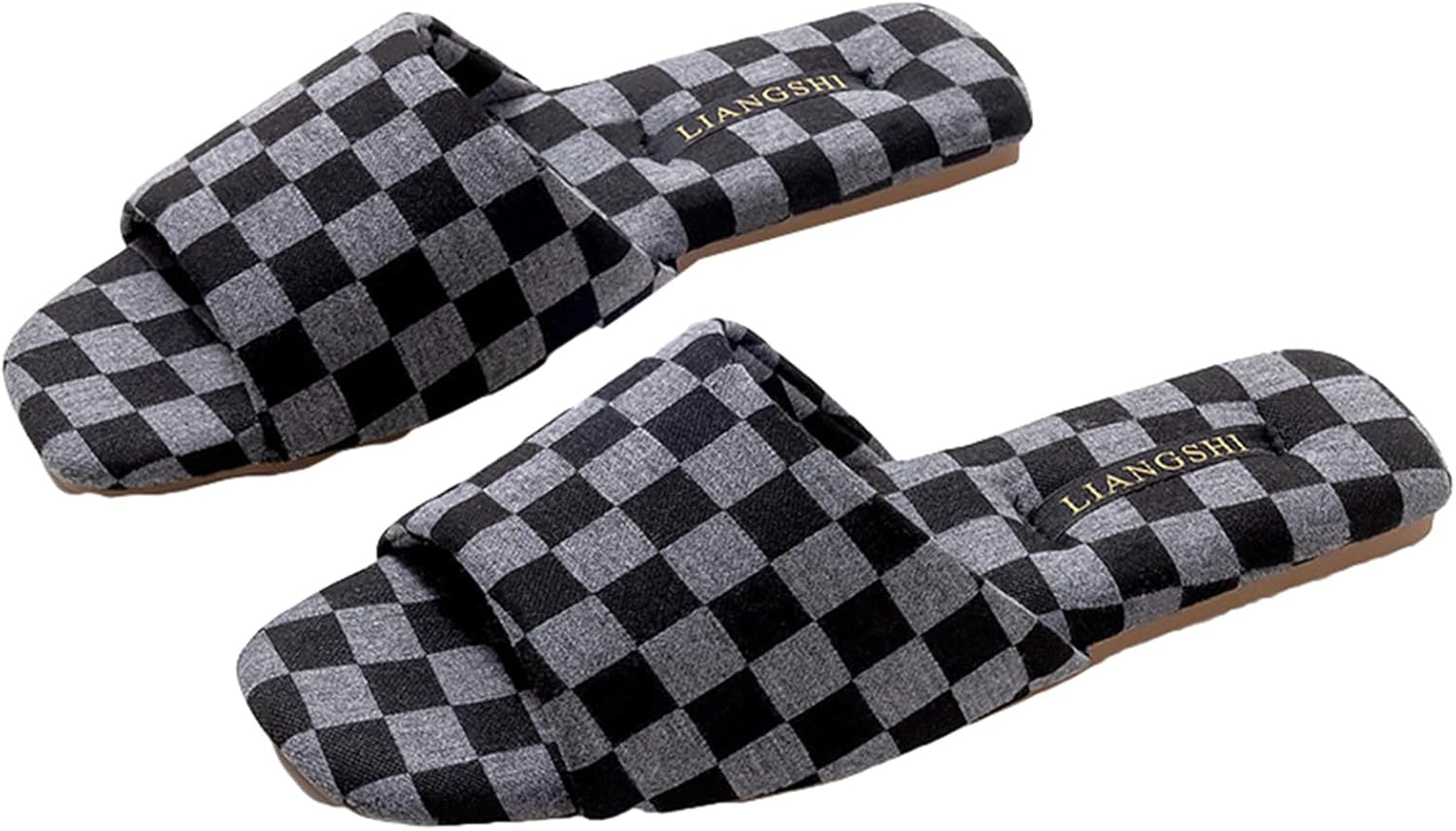 

Роскошные сандалии Yafirgeer в виде шахматной доски для женщин и мужчин, элегантные домашние тапочки с открытым носком, для дома и улицы, серый