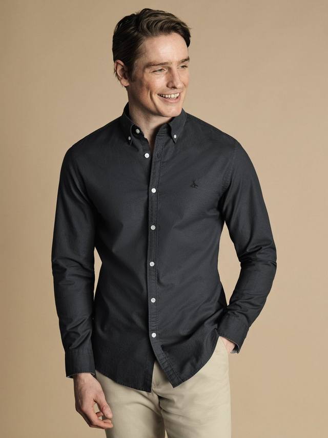 

Хлопковая рубашка с пуговицами и отложным воротником Slim Fit Charles Tyrwhitt, Slate Grey