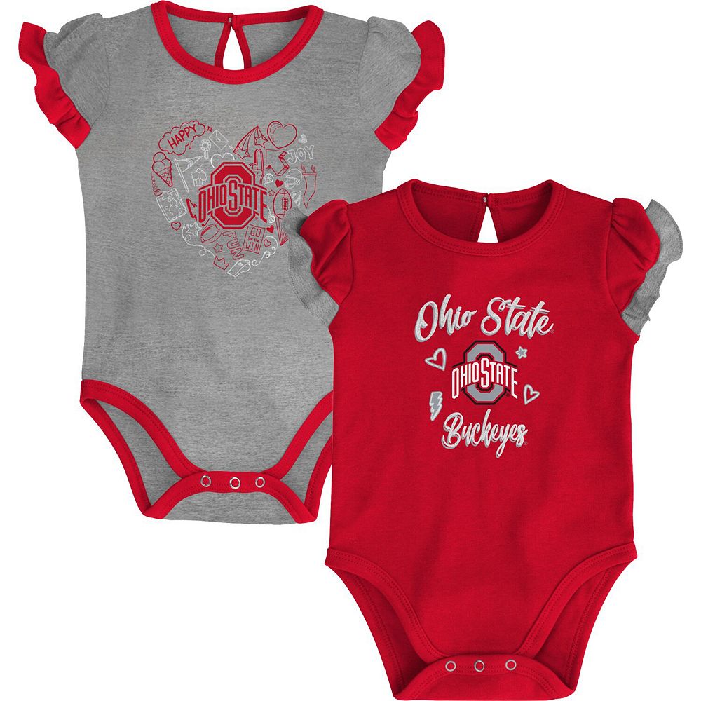 

Комплект боди из двух предметов Scarlet/Heather Grey Ohio State Buckeyes Too Much Love для девочек для новорожденных и младенцев Outerstuff, цвет Osu Red