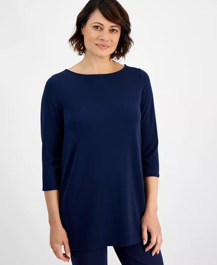 

Женский топ с лодочкой и рукавом 3/4 JM Collection, синий
