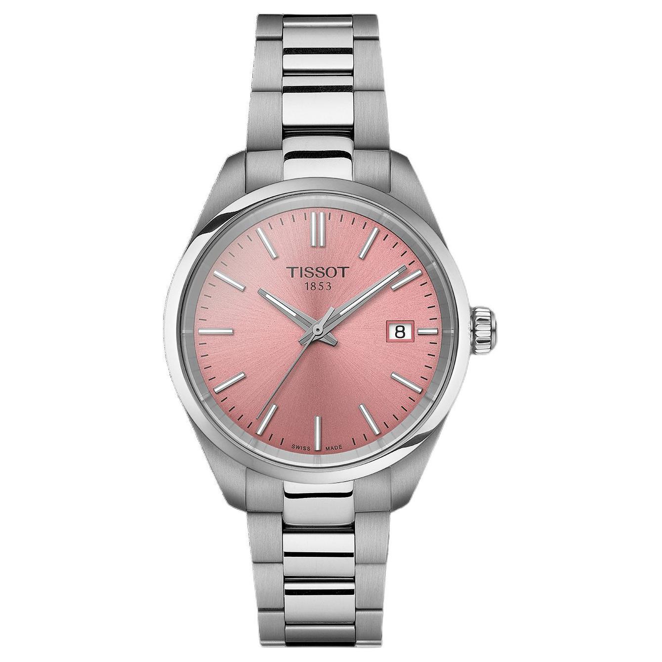 

TISSOT Часы PR100 Collection Quartz Movement Women's Watch Watch 34mm Pink Watch Dial Stainless Steel Case Steel Strap, Pink Watch Dial