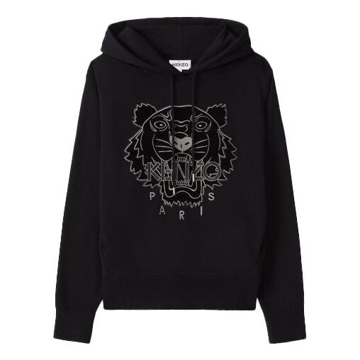 

Свитер tiger head embroidered alphabet hoodie black Kenzo, черный