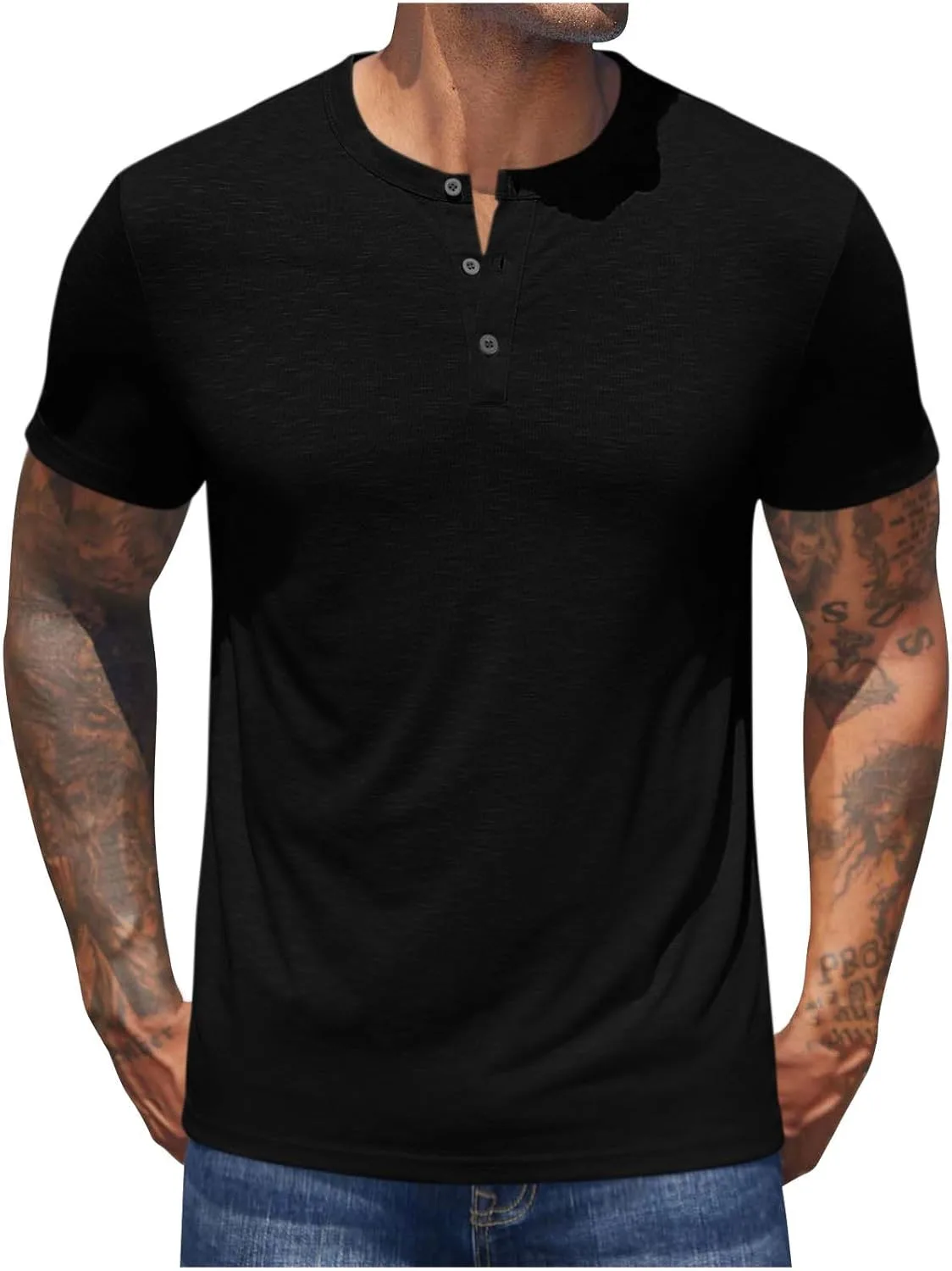 

Мужская футболка Henley с коротким рукавом для тренировок