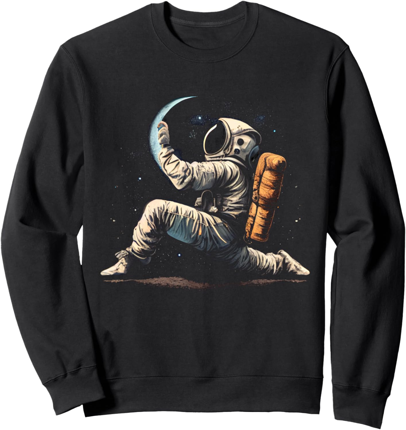 

Толстовка с изображением астронавта, держащего Луну, в стиле сюрреалистического космического искусства Outer Space Exploration Surreal Moonwalker, черный