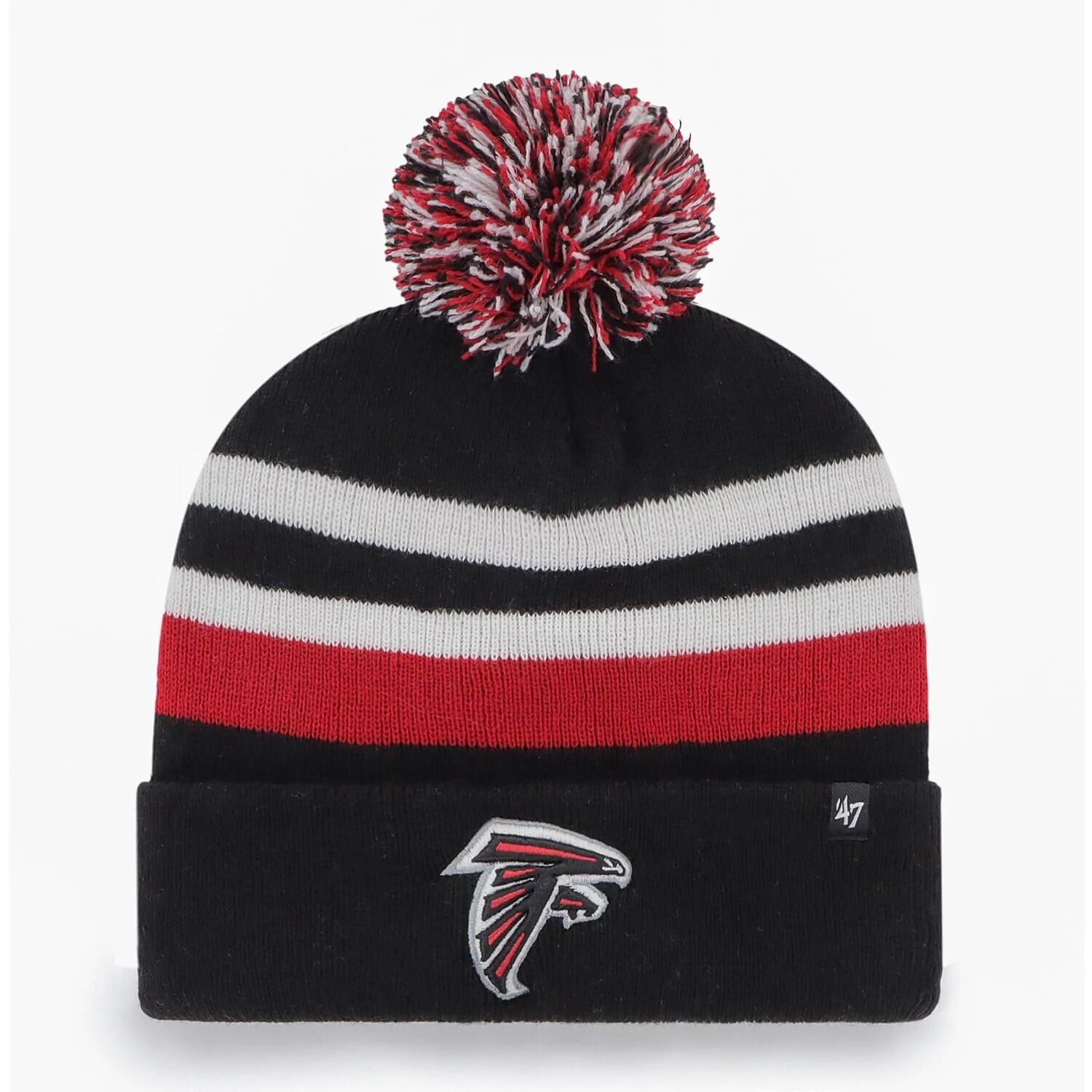 

Мужская вязаная шапка с манжетами и помпоном '47 Black Atlanta Falcons State Line 47 Brand