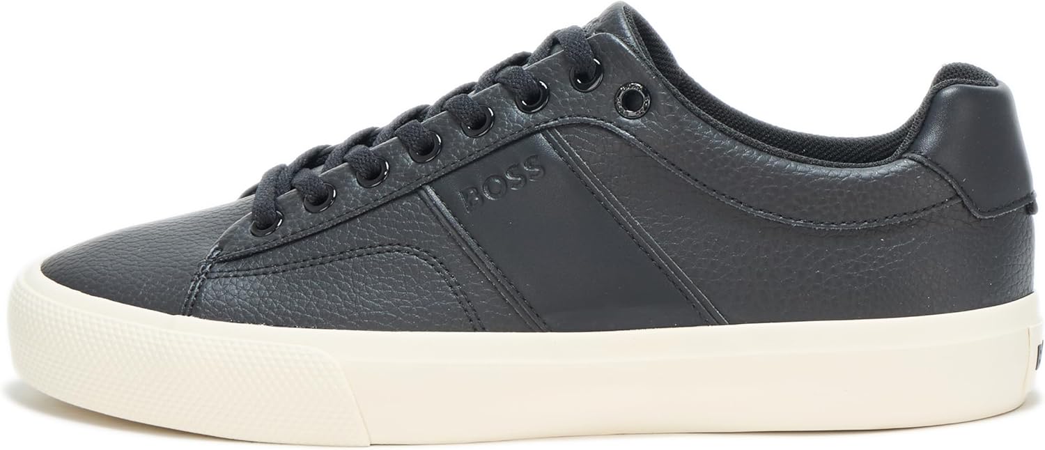 Кроссовки BOSS мужские Aiden Logo Block Leather Low Top, Black Olive — фото 2