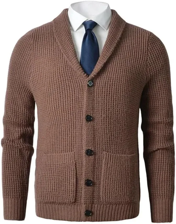 Мужской кардиган Slim Fit вязаный с пуговицами из шерсти Generic, G