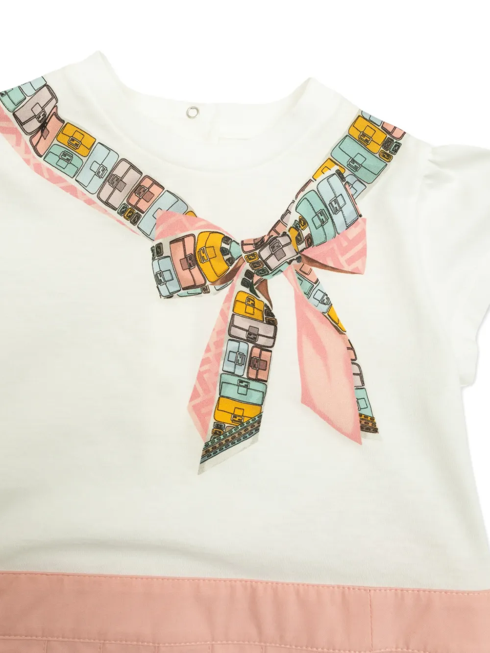 Платье в складку с принтом в виде бантов Fendi Kids, розовый — фото 3