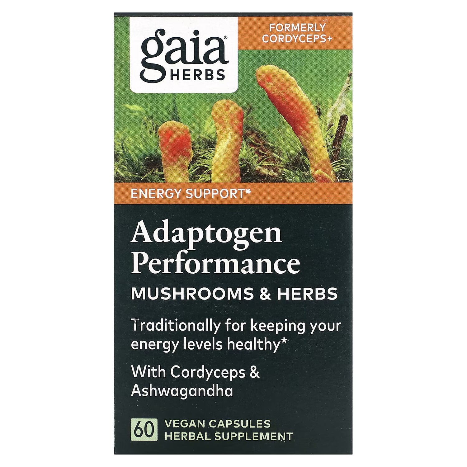 

Растительная добавка Gaia Herbs Adaptogen Performance грибы и травы, 60 веганских капсул