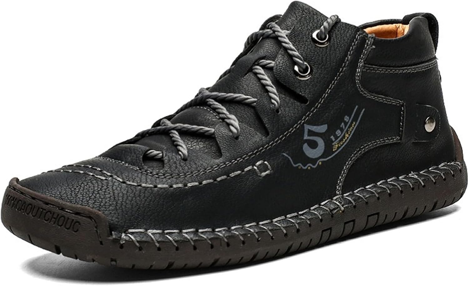 

Мужские кожаные повседневные туфли Удобные легкие туфли для ходьбы и вождения Мягкие мокасины без шнурков для мужчин Abborora, черный