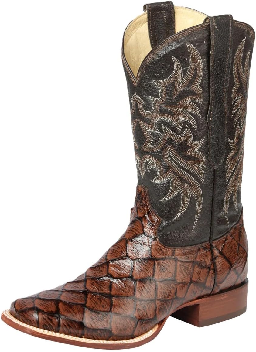 

Мужские западные ковбойские сапоги El Seor de los Cielos, имитация кожи монстра рыбы, коричневые Generic