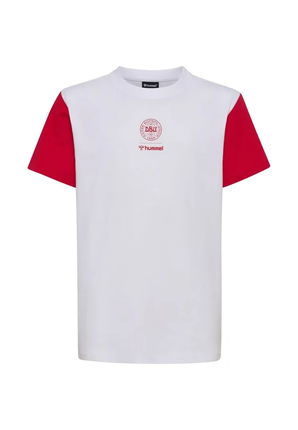 Футболка hummel dbu 26 fan красно-белая ss детская с принтом Hummel, White Tango Red
