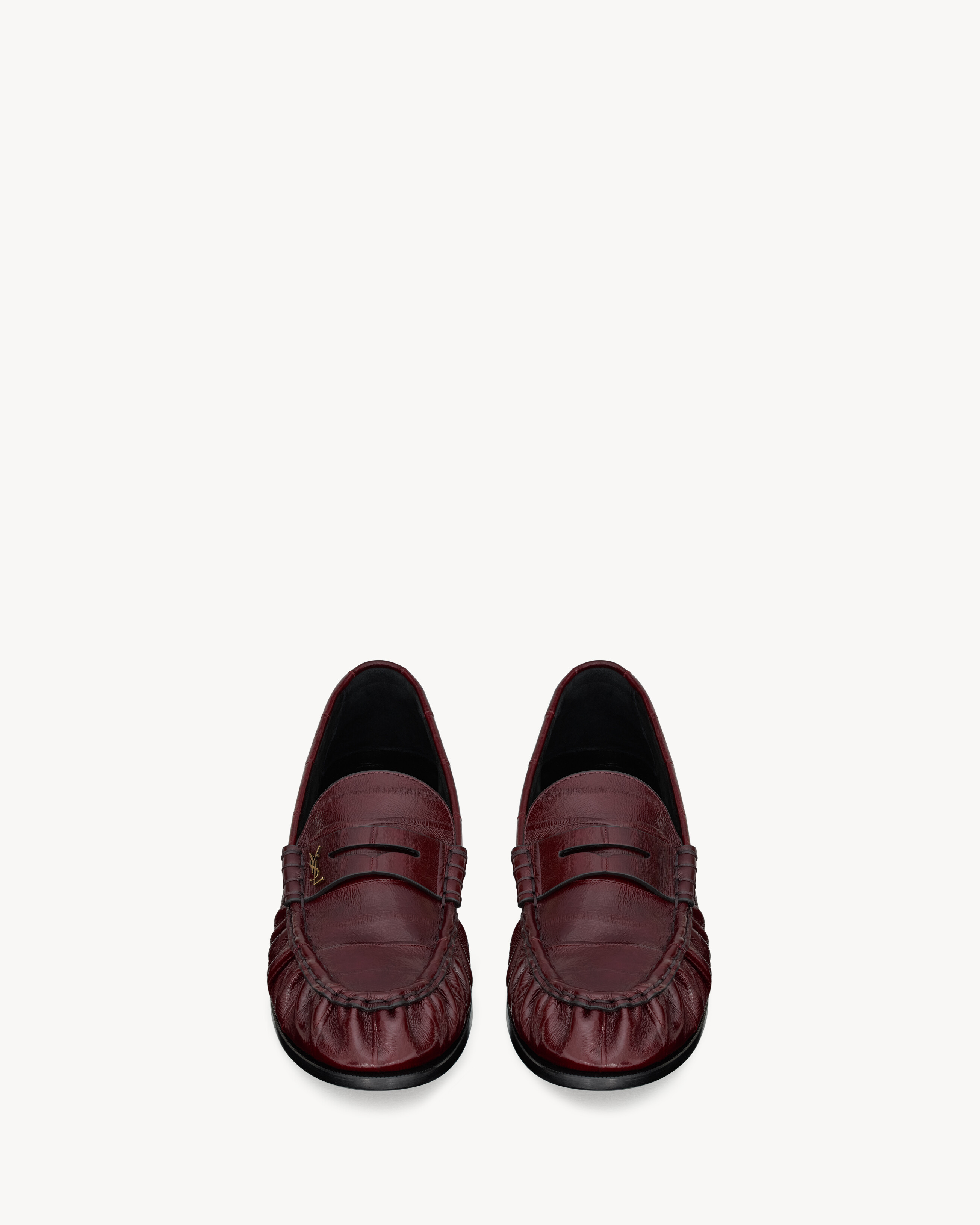Лоферы из мягкой кожи угря Saint Laurent, бордо