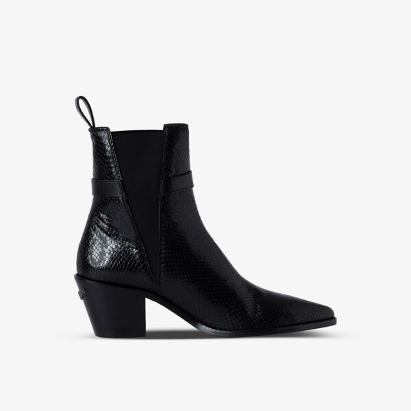 Ботильоны Tyler из кожи с тиснением под питона Zadig&Voltaire, цвет noir — фото 3