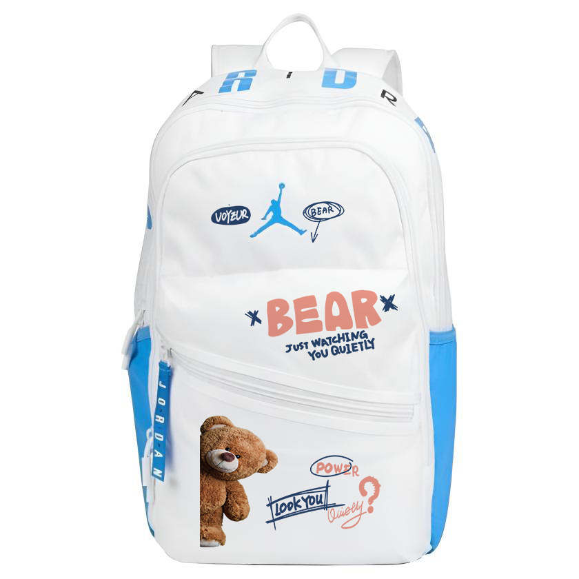 

Jordan Полиэстеровый рюкзак с термопереносом сине-белый унисекс, Plush Bear
