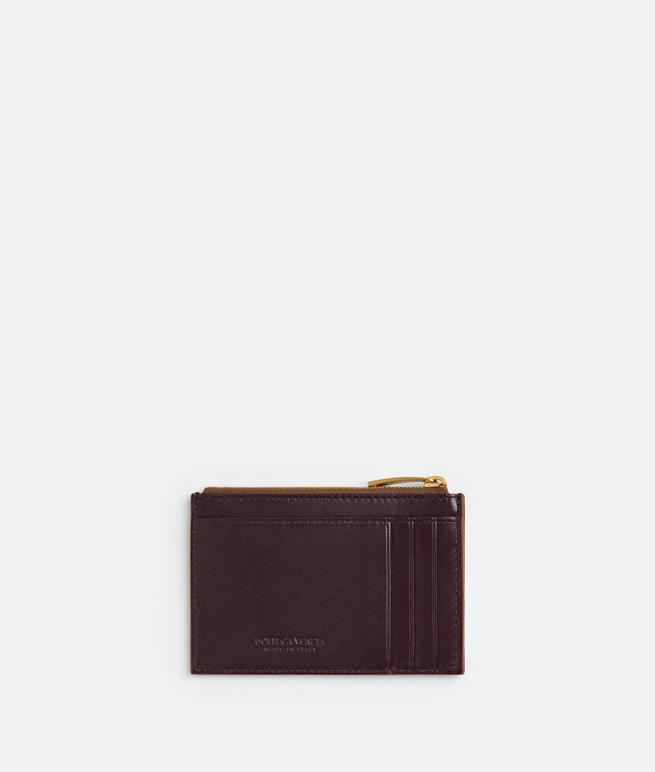Футляр для карт на молнии с плетением intrecciato BOTTEGA VENETA, темный бароло/ноккиола — фото 3