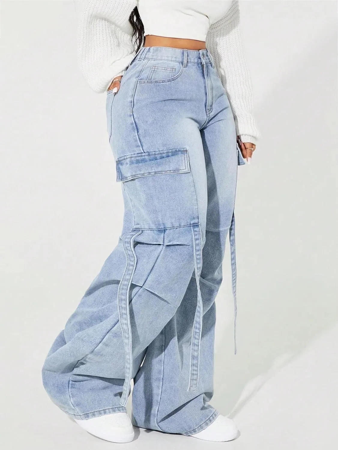 Джинсы с завязками на пуговицах Women's Legendary Mid Rise Jean, синие — фото 2