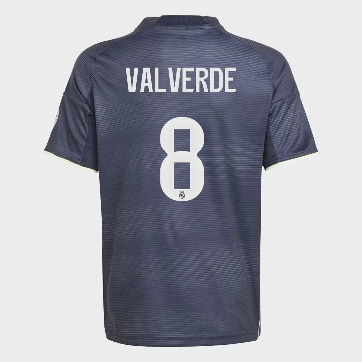 

Детская футболка второго комплекта Real Madrid CF 2025-2026 Вальверде 8 adidas, голубой