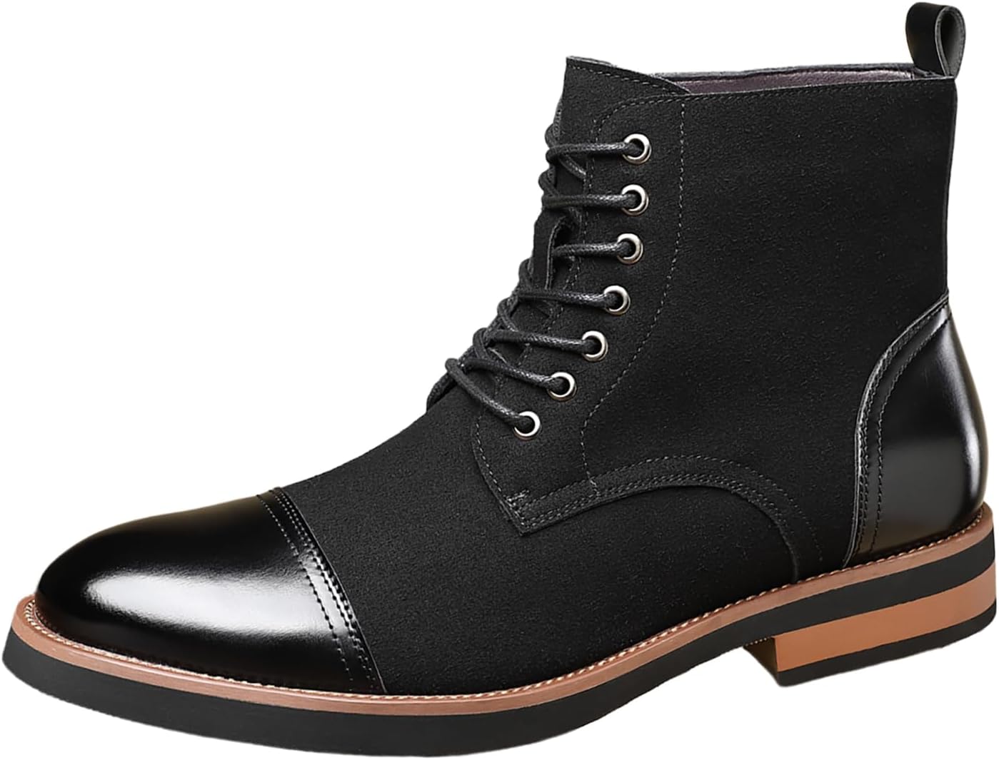 

Мужские повседневные замшевые и кожаные ботинки-челси с шнуровкой NXNBHSL, стильные ботинки с заостренным носком, платформой и высоким берцем для работы, бизнеса, вождения и езды на велосипеде, черный