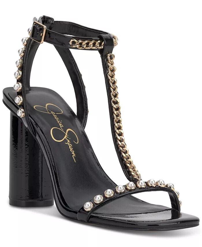 

Женские классические босоножки Siven на высоком каблуке с Т-образным ремешком и украшением Jessica Simpson, черный