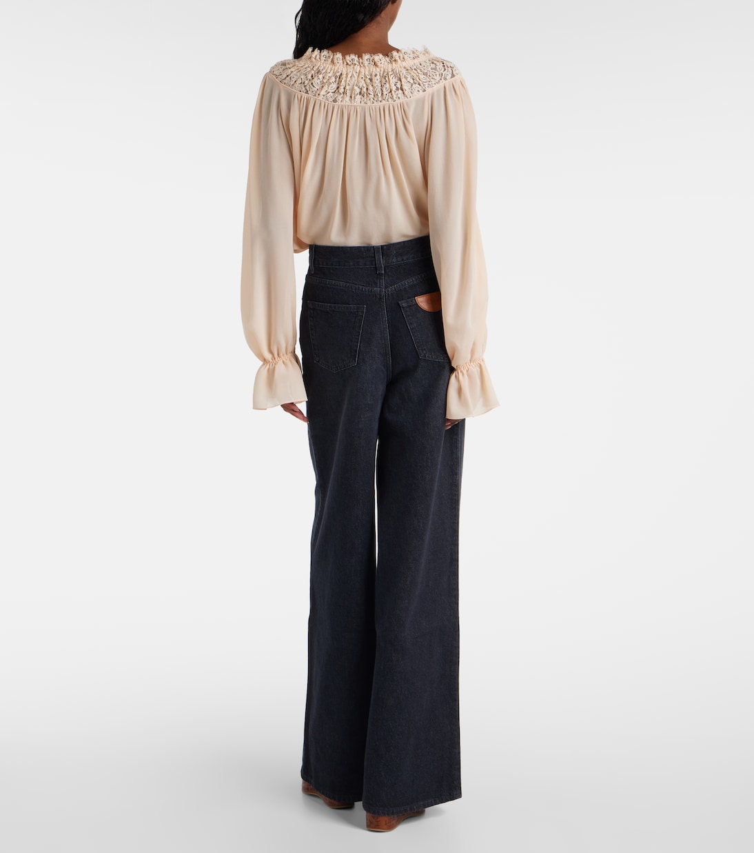 Джинсы с высокой посадкой и широкими штанинами Chloé, Onyx Black — фото 3