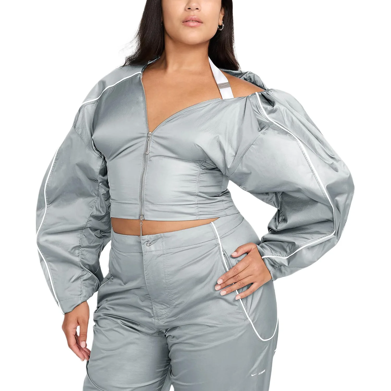 Куртка-трековка Jacquemus женская Nike, Particle Gray/White — фото 3