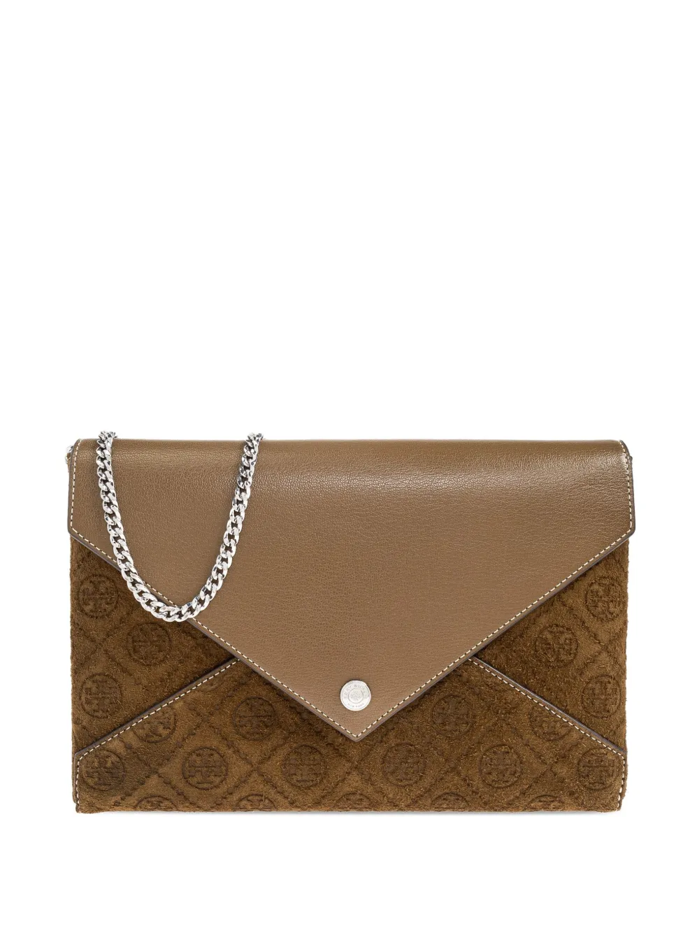 

Клатч с логотипом и монограммой Tory Burch, коричневый