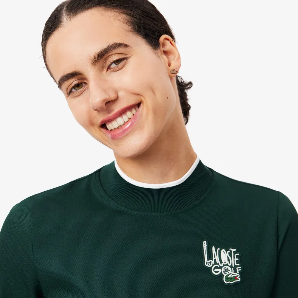 Футболка Lacoste с длинным рукавом, графический принт, глубокий зелёный — фото 2